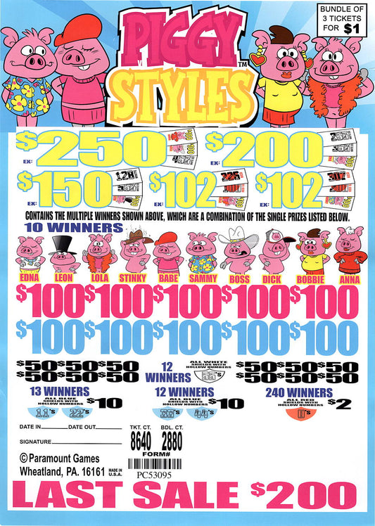 Piggy Styles Last Sale $200