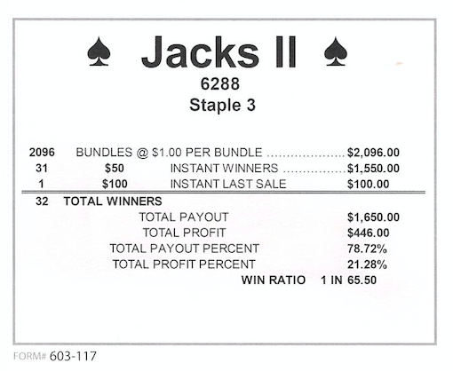 Jacks 2 Last Sale $100